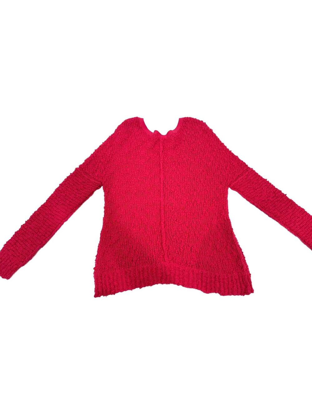 Free People Songbird V Neck Knit Pullover Sweater Flare Bell Sleeve Hot Pink XS - Picture 4 of 9